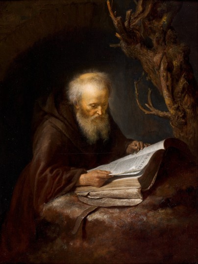 Gerrit Dou Un saint Ermite lisant dans sa grotte, Galerie Koetser
