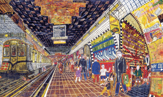 Willem Van Genk Tube Station, 1970 Collage et peinture sur bois